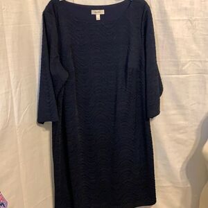 Navy blue Dressbarn size 18W textured dress with lining